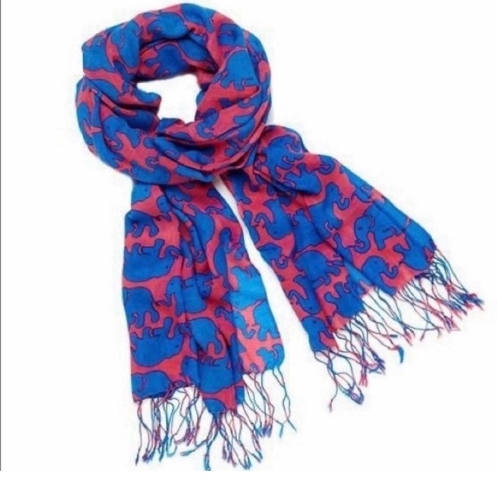 Lilly Pulitzer Elephant Print Silk Cashmere Murfee Scarf